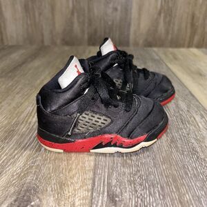 Nike Air Jordan 5 V Retro Bred Black Red 440890-008 Toddler Youth Size 5C Shoes